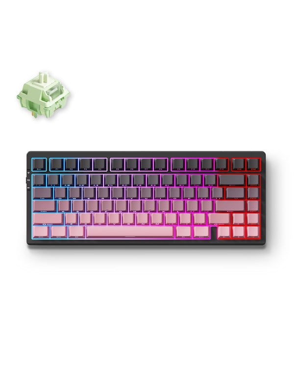 MCHOSE G75 Pro Wireless Gasket Mounted (Black Pink - Matcha Latte Switch V2) - Gaming Tastatur - Uden Numpad - Amerikansk engelsk - Pink