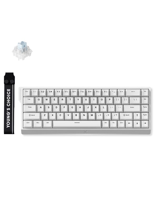 MCHOSE Ace 68 Ice Blue Magnetic Hall Effect Magnetic - Gaming Tastatur - Uden Numpad - Amerikansk engelsk - Hvid