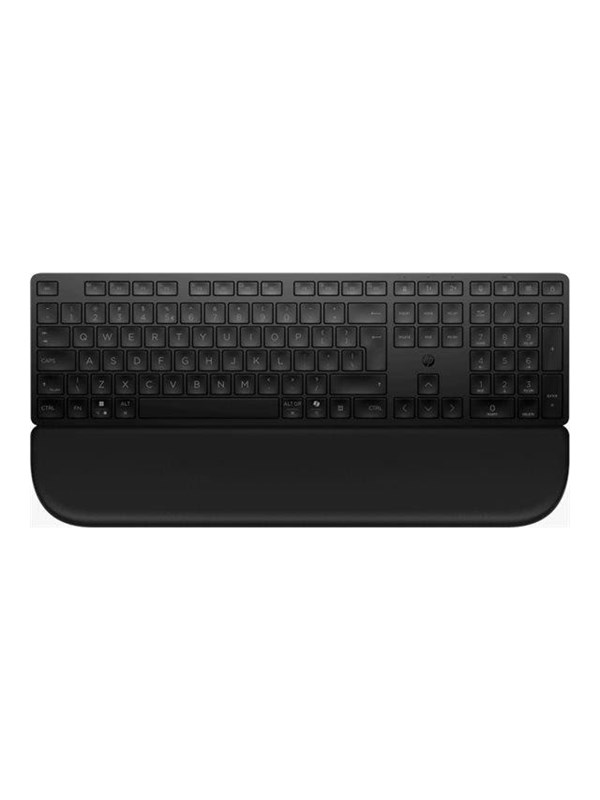 HP 585K - Tastatur - dobbelt tilstand, 3-zoners layout, flere enheder, lav profil taster - full size - trådløs - Bluetooth, 2.4 GHz - Pan Nordic - sort