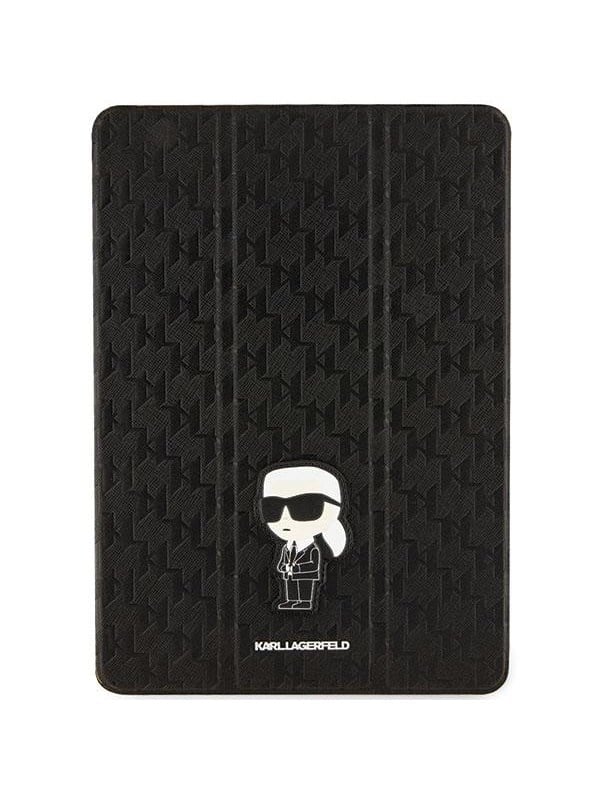 Karl Lagerfeld Saffiano Monogram Ikonik Case for iPad 10.2" 2019 (7th gen.) Folio Magnet Allover Cover - Black