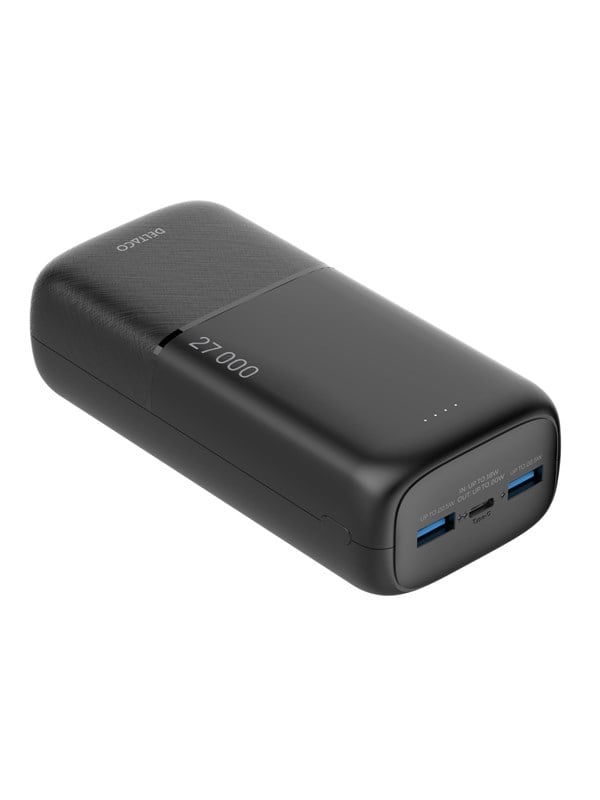Deltaco PB-C1011 - Powerbank 27 000 mAh - 2x USB-A 22.5W + 1x USB-C PD 20W - Black Powerbank - Sort - 27000 mAh