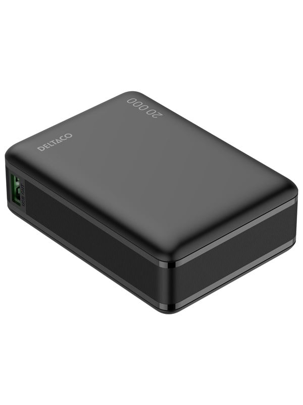 Deltaco PB-C1012 - Powerbank 20 000 mAh - PD 65 W - 1x USB-C + 1x USB-A - Black Powerbank - Sort - 20000 mAh