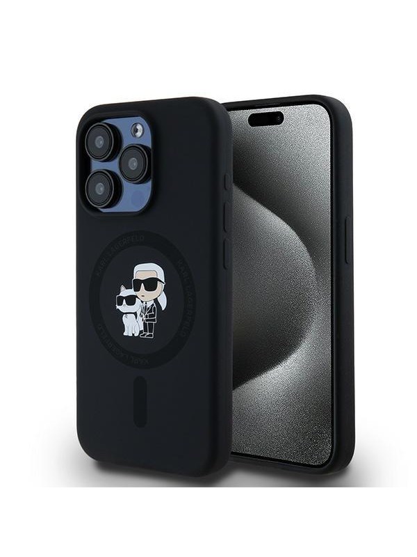 Karl Lagerfeld Silicone Karl&Choupette MagSafe case for iPhone 15 Pro - black