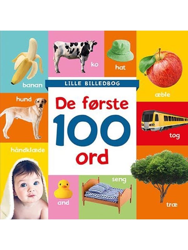 Lille billedbog - De første 100 ord - Børnebog - Papbog