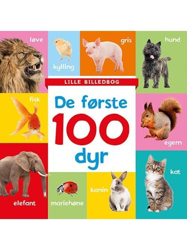 Lille billedbog - De første 100 dyr - Børnebog - Papbog