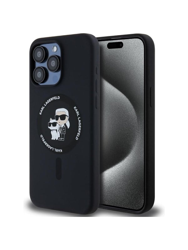 Karl Lagerfeld Silicone Karl&Choupette Ring MagSafe case for iPhone 15 Pro Max - black
