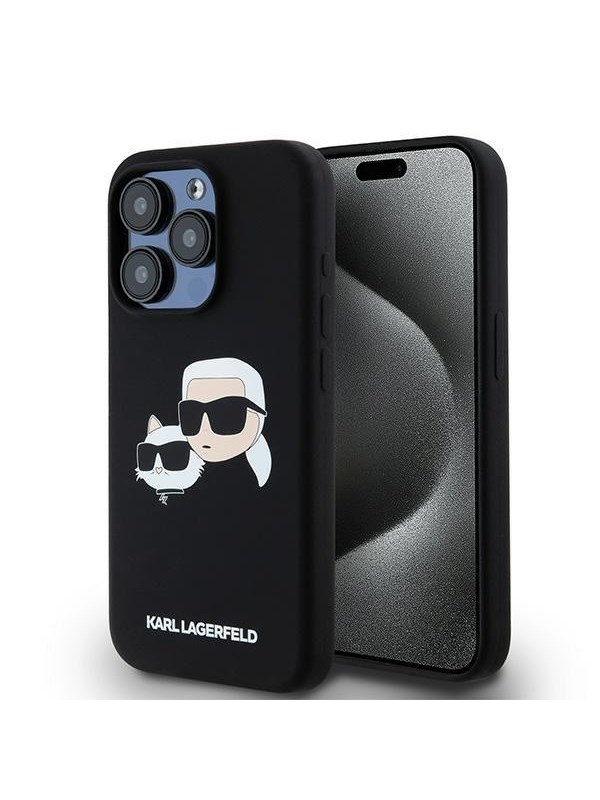 Karl Lagerfeld Silicone Karl&Choupette MagSafe case for iPhone 15 Pro Max - black