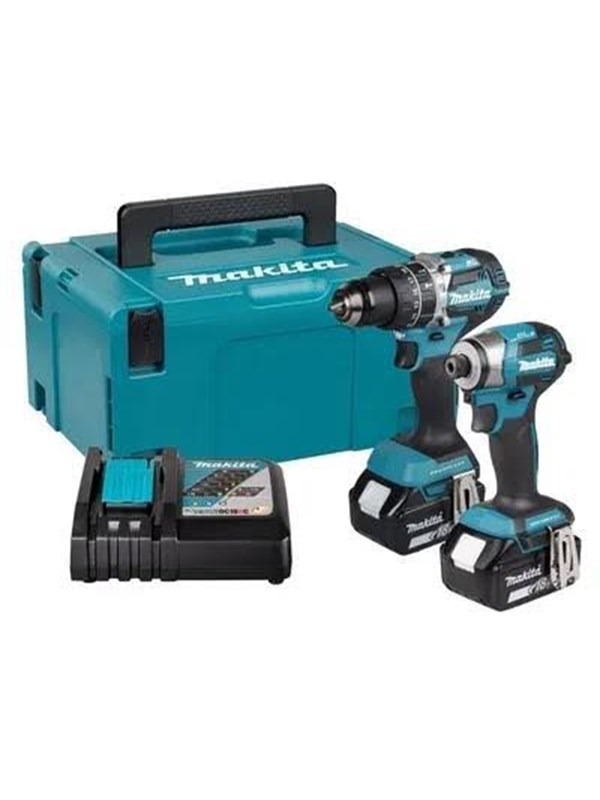 Makita DLX2575TJ 18V kombosæt - børsteløs bore-/skruemaskine og slagskruetrækker, 2×5,0 Ah, lader og kuffert