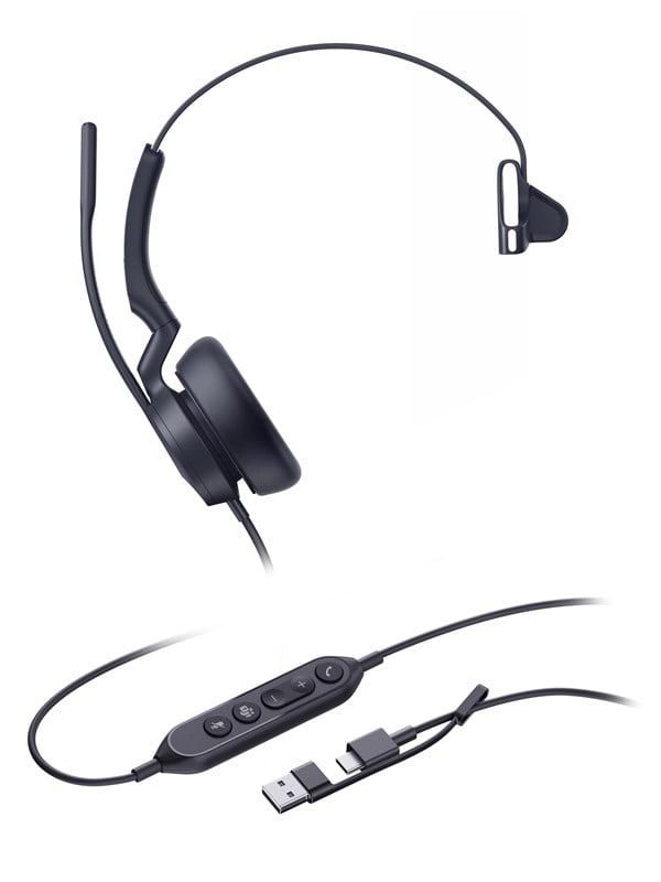 Headset med mikrofon - Yealink UH46 Mono Teams USB-C/A