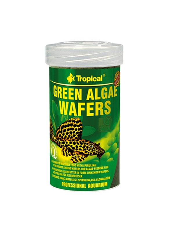 Tropical Green Algae Wafers, akvariefisk, tørfoder, tablet, A-vitamin, C-vitamin, D3-vitamin, E-vitamin, kobber, jod, jern, mangan, molybdæn, selen, zink, 45%