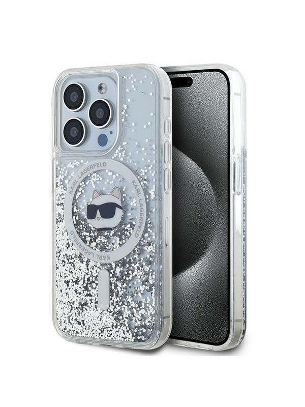 Karl Lagerfeld Liquid Glitter Choupette Head MagSafe case for iPhone 14 Pro Max - transparent