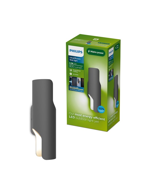 Philips Fira Udendørs Væglampe - 4.3W, 800lm, Ultra Efficient