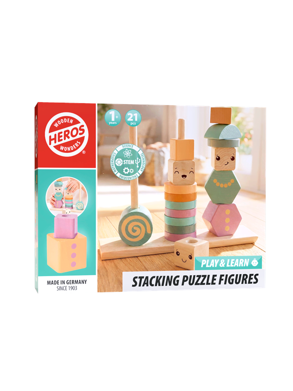 Heros FSC® Play & Learn - Stabelbare træfigurer (bløde neutrale/pastelfarver)