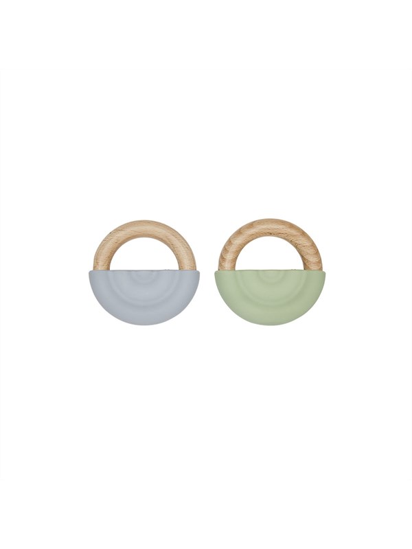 OYOY Bidering - Rainbow Teether - 2-pak - Dusty Blue/Green