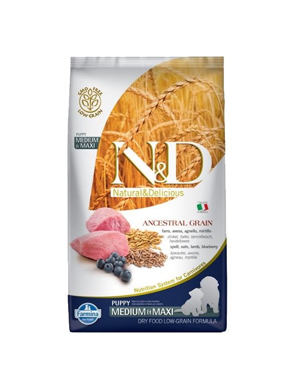 Hundefoder tørfoder Farmina N&D Ancestral Grain Puppy Medium & Maxi Lam 12 kg
