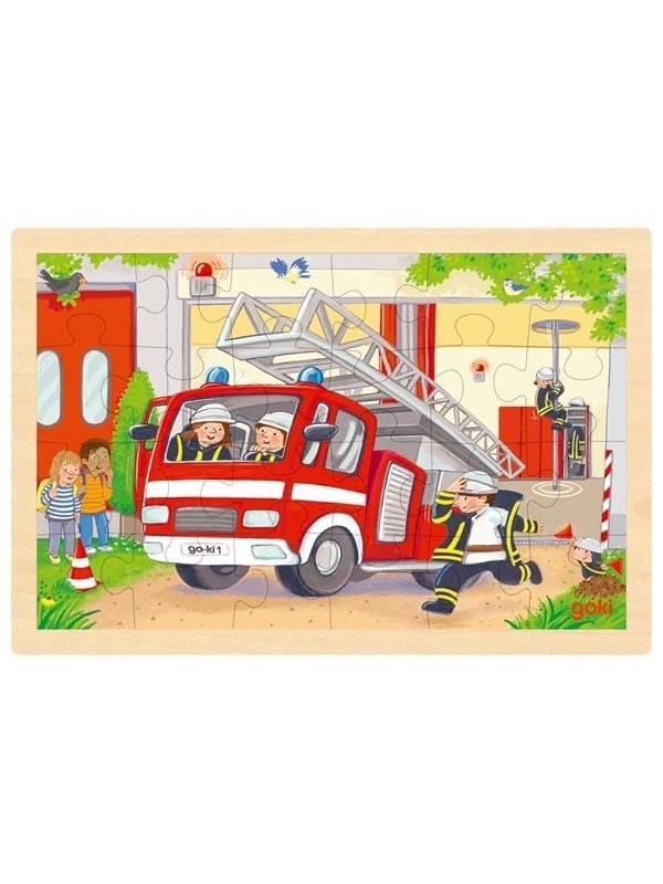Goki Wooden Jigsaw Puzzle - Helicopter and Fire Truck - 24 pcs. Wood
