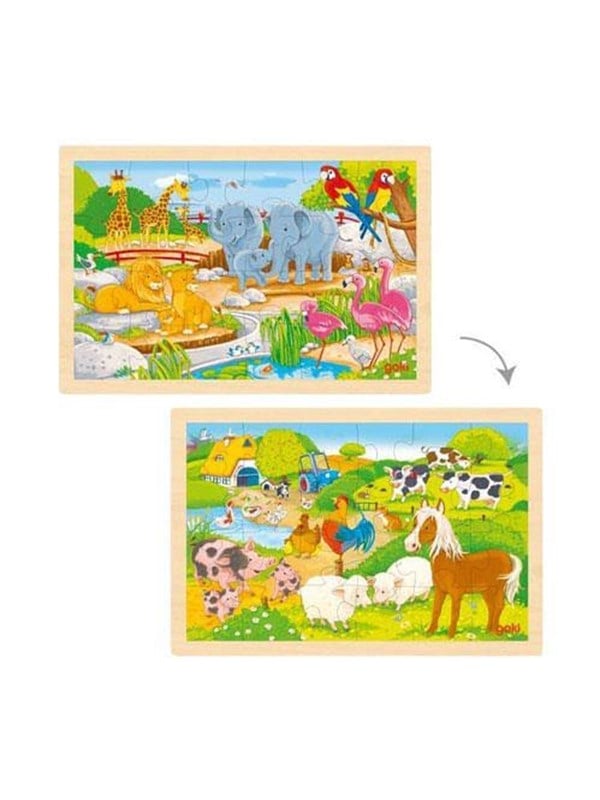 Goki Wooden Jigsaw Puzzle - Farm and Zoo - 24 pcs. Wood