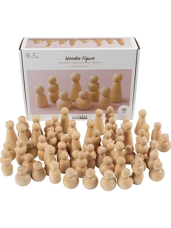 Creativ Company Wooden Shapes 5-8cm - 90 pcs. billede