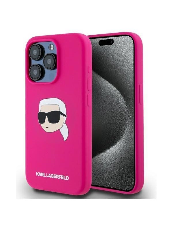 Karl Lagerfeld KLHMP15XSKHPPLF iPhone 15 Pro Max 6.7" fuchsia/fuschia hardcase Silicone Karl Head Print MagSafe
