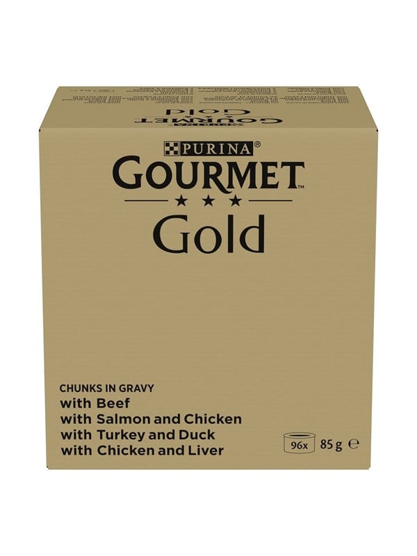 Vådfoder til kat - Purina Gourmet Gold, stykker i sauce, mix af 4 smagsvarianter, 96×85 g