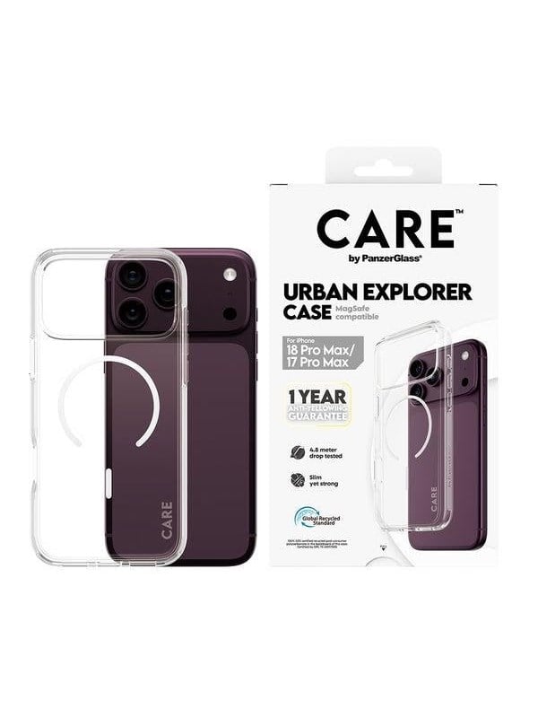 CARE by PanzerGlass Urban Explorer Case Transparent w. White Magsafe Apple iPhone 18 Pro Max | 17 Pro Max - Køb til DKK 199 - Spar 33%