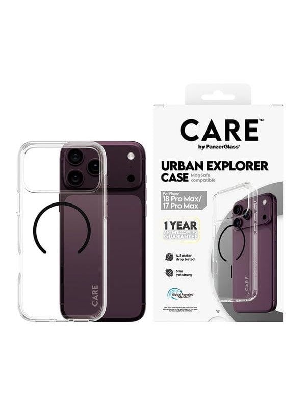 CARE by PanzerGlass Urban Explorer Case Transparent w. Black MagSafe Apple iPhone 18 Pro Max | 17 Pro Max - Køb til DKK 199 - Spar 33%