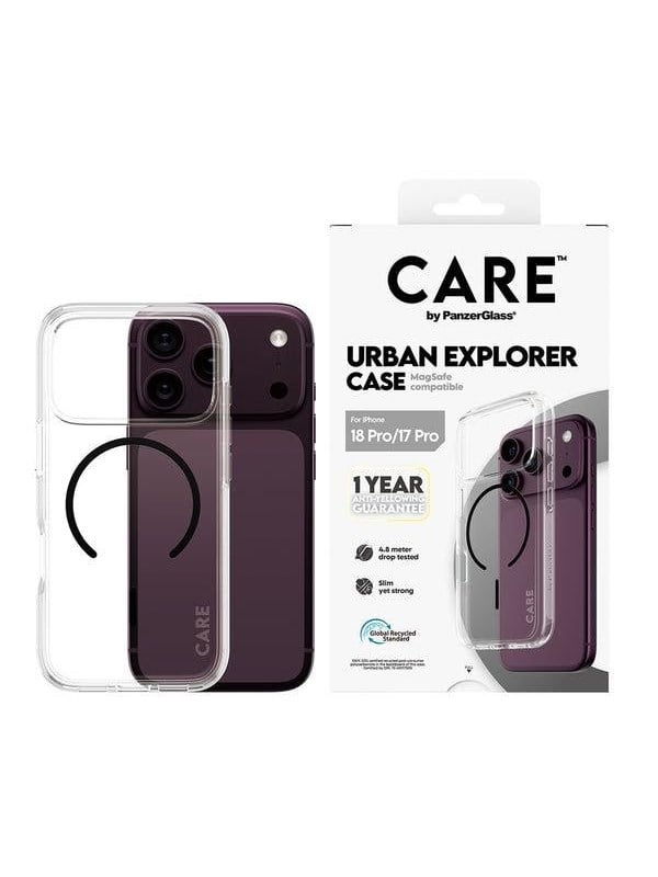 CARE by PanzerGlass Urban Explorer Case Transparent w. Black MagSafe Apple iPhone 18 Pro | 17 Pro - Køb til DKK 199 - Spar 33%
