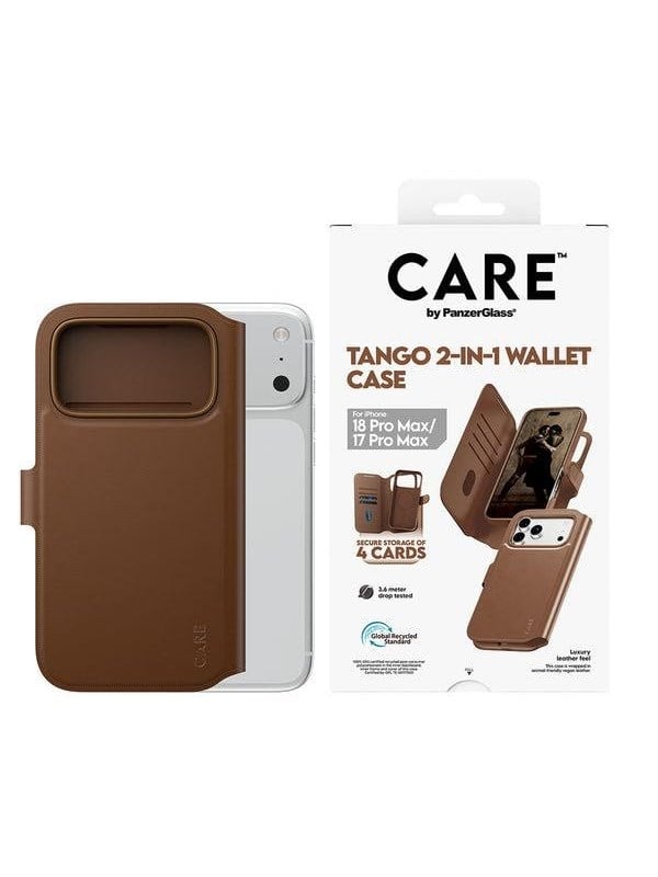 CARE by PanzerGlass Tango 2-in-1 Wallet Case Brown w. MagSafe Apple iPhone 18 Pro Max | 17 Pro Max - Køb til DKK 219 - Spar 26%