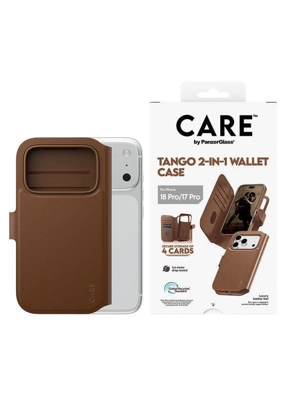 CARE by PanzerGlass Tango 2-in-1 Wallet Case Brown w. MagSafe Apple iPhone 18 Pro | 17 Pro - Køb til DKK 219 - Spar 26%