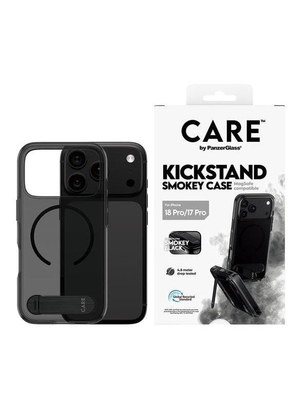 PanzerGlass CARE Kickstand mobilcover til iPhone 18 Pro/17 Pro - røget/sort med MagSafe-kompatibilitet