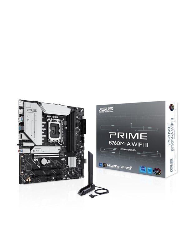 ASUS PRIME B760M-A WIFI II Bundkort - Intel B760 - Intel LGA1700 - DDR5 RAM - Micro-ATX