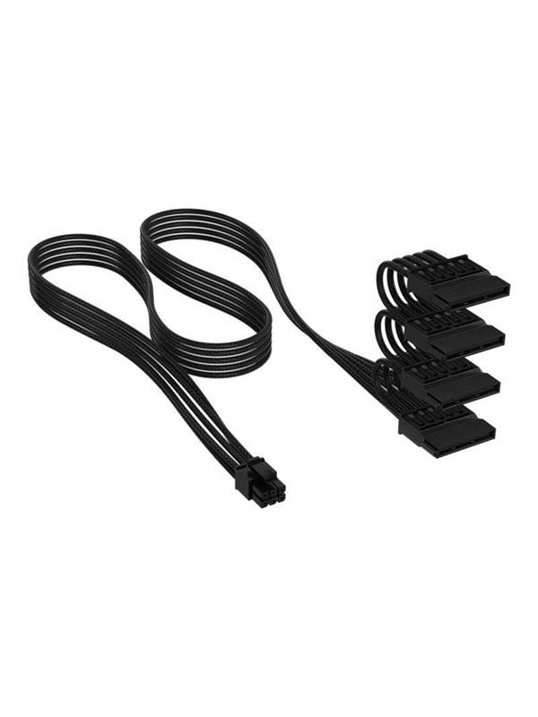 CORSAIR 6-pin intern strøm (male) - 15 pin Serial ATA strøm (female) Sort Strømkabel