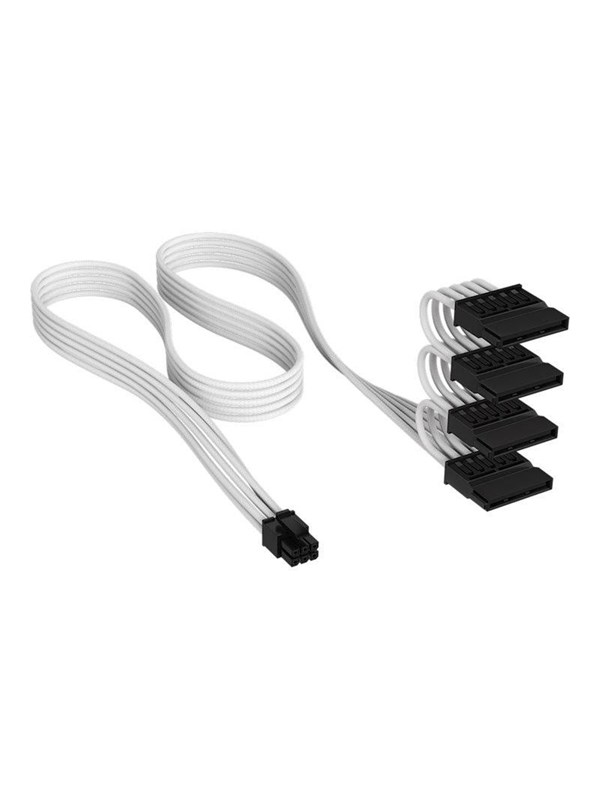 CORSAIR 6-pin intern strøm (male) - 15 pin Serial ATA strøm (female) Hvid Strømkabel