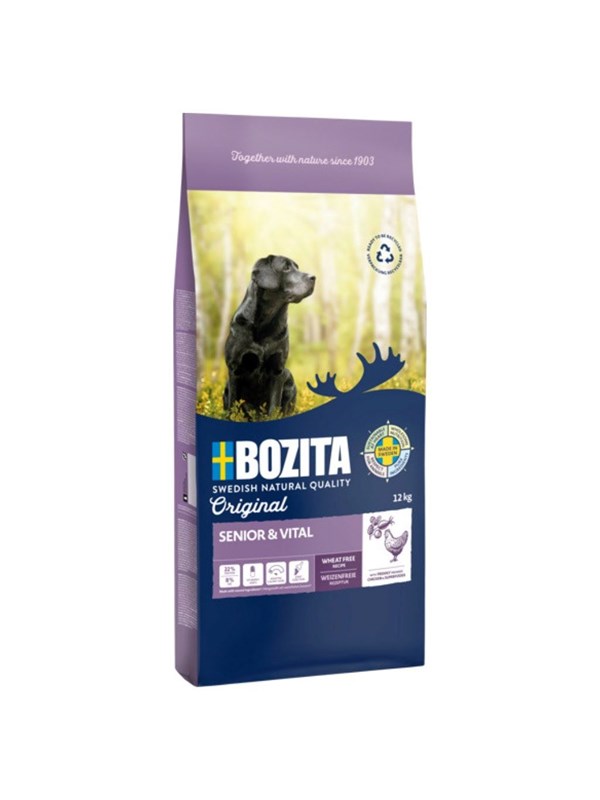 BOZITA Original Senior & Vital kylling - tørfoder til hund - 12 kg