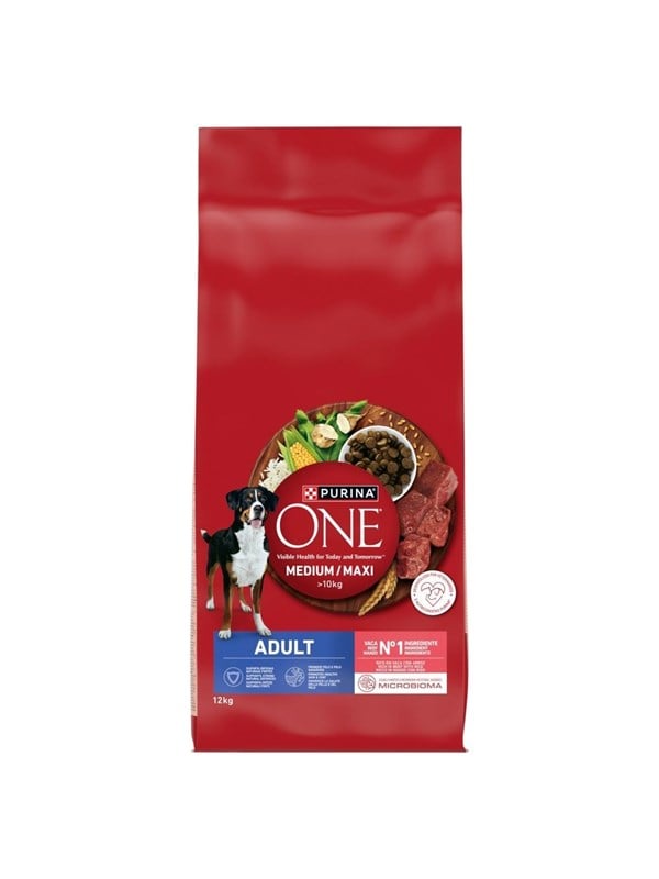 PURINA NESTLE One Adult Medium/Maxi Rich in beef with rice - dry dog food - 12kg billede