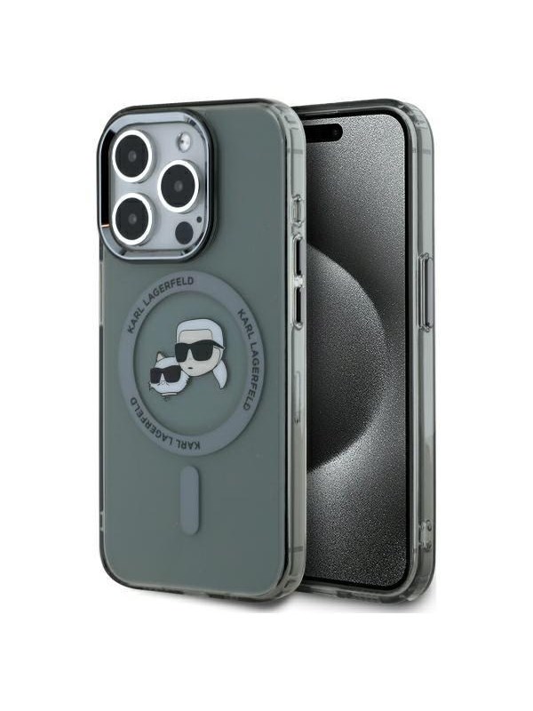 Karl Lagerfeld KLHMP15XHLSKCK iPhone 15 Pro Max 6.7" black/black hardcase IML Metal Karl&Choupette Head MagSafe
