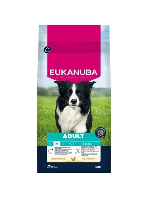 Eukanuba Premium Nutrition Adult Medium Breed - kylling, tørfoder til hund - 15 kg