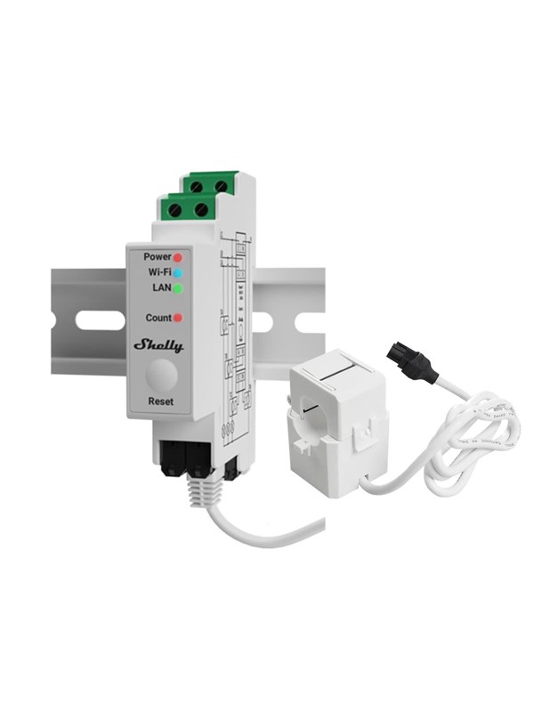 Shelly · Hutschiene · "Pro 3EM 120A v2" · Stromzähler · inkl. 3x 120A Klemmen · Messfunktion · WLAN · LAN · BT