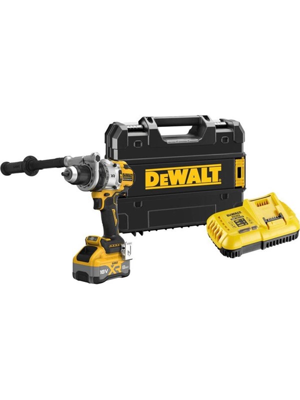 DeWALT DCD1007WW1T 18V bore-/skruemaskine med 8,0 Ah, kuffert og lader