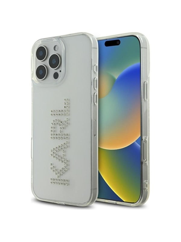 Karl Lagerfeld IML Rhinestones Logo iPhone 16 Pro Case - Clear
