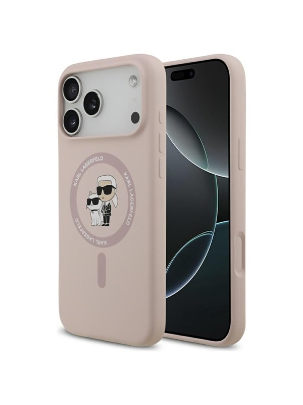 Karl Lagerfeld Silicone Karl&Choupette Ring MagSafe Case for iPhone 17 Pro Max - Pink