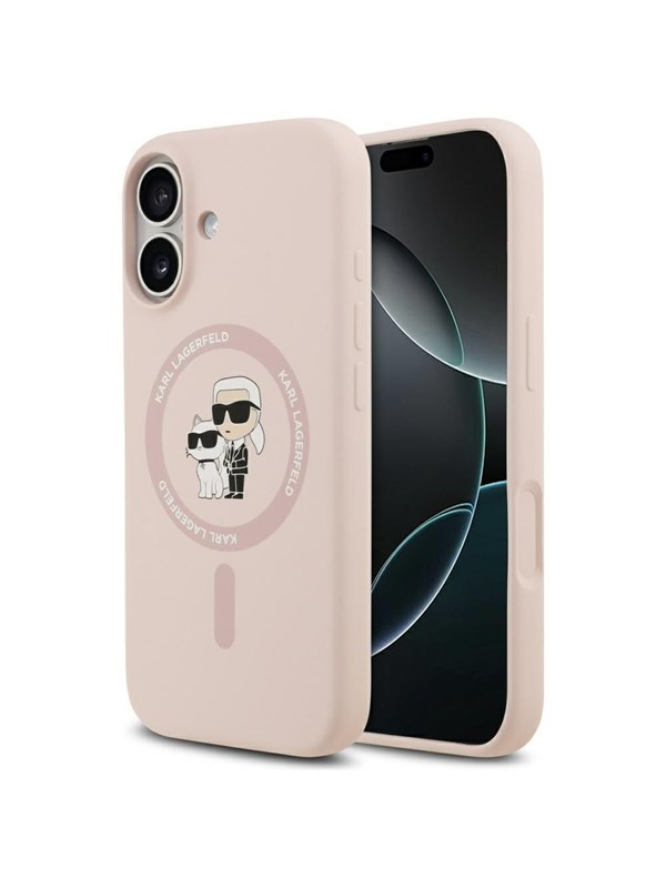 Karl Lagerfeld Silicone Karl&Choupette Ring MagSafe Case for iPhone 17 - Pink