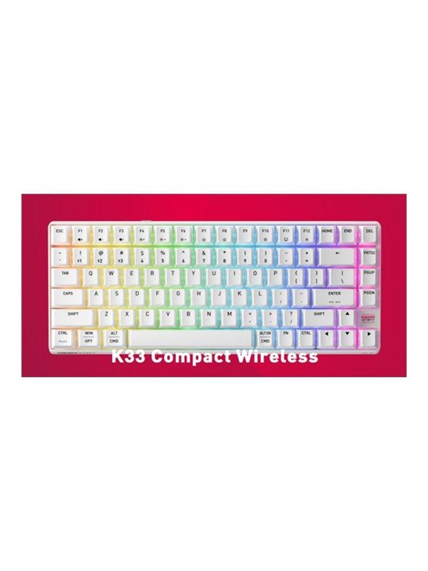 Cherry XTRFY K33 G8D-2403 - keyboard - 75% compact - QWERTY - Pan Nordic - white Input Device - Gaming Tastatur - Nordisk - Hvid