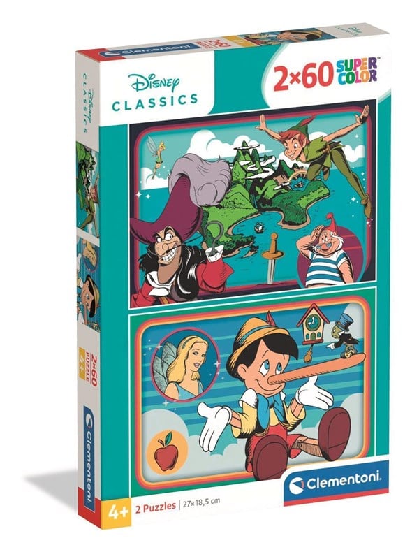 Disney Puslespil - Classics - Super Color - 2x60 Brikker - Clementoni