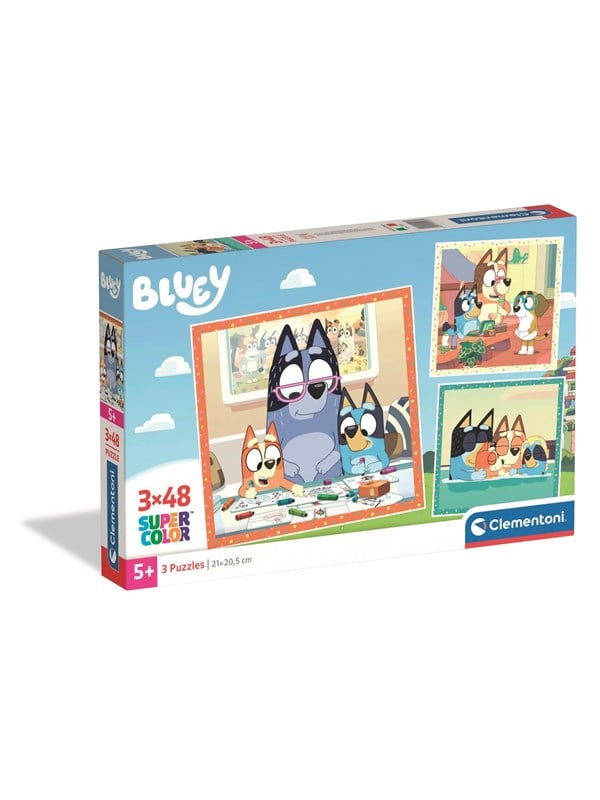 Clementoni - 3 Bluey Puslespil 2026 - 3x48 Brikker - Super Color