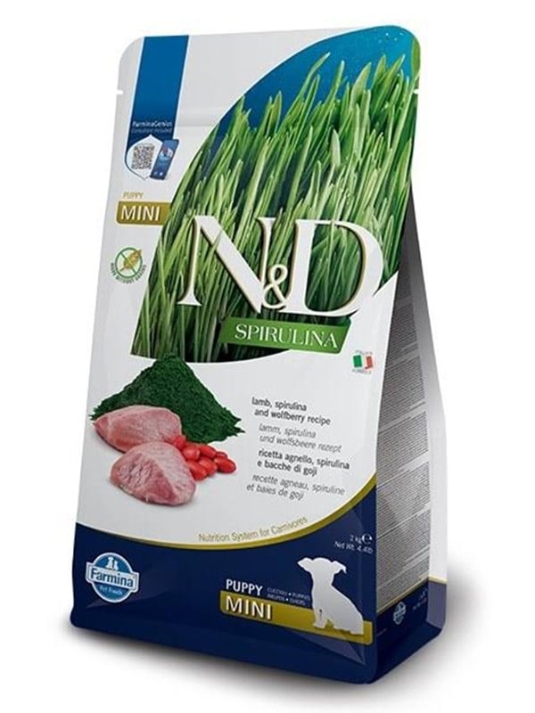 Hundefoder tørfoder Farmina N&D Spirulina Lam Puppy Mini 2 kg