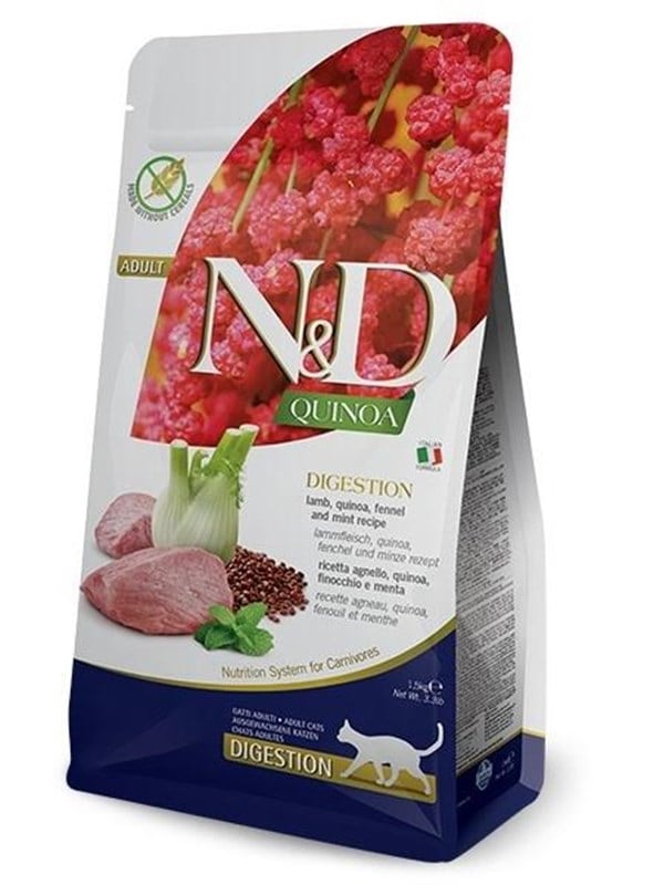 Kattemad tørfoder Farmina N&D Quinoa Digestion lam og fennikel 1,5 kg