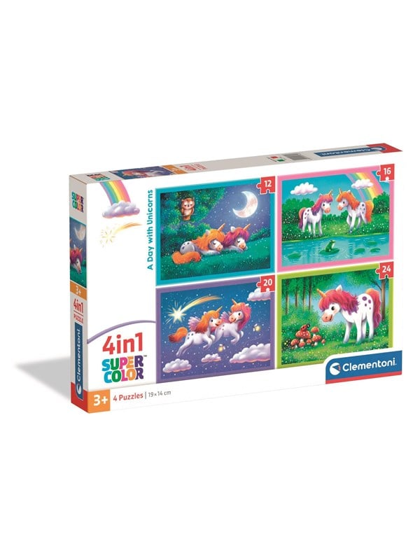 Clementoni Puslespil - 4-i-1 - Enhjørninger - 12-24 Brikker