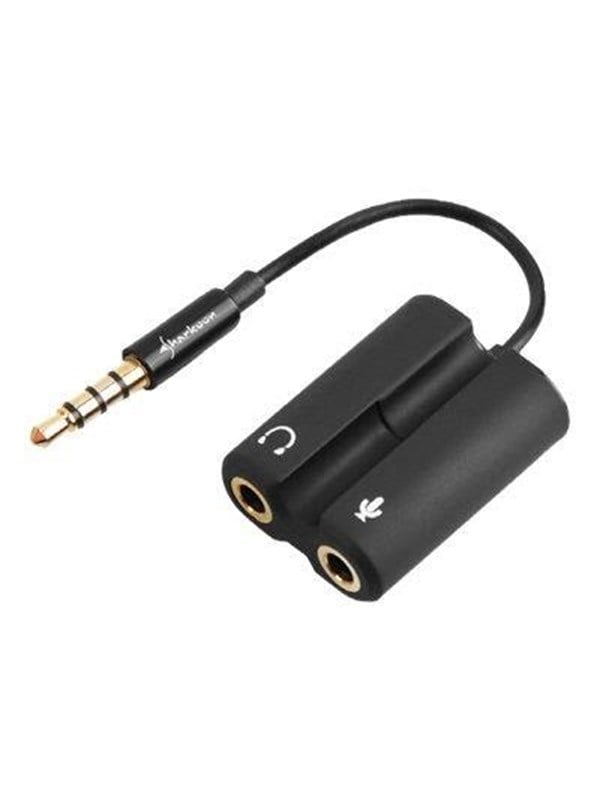 Sharkoon PMP35 headsetadapter - 2 Ã 3,5 mm til TRRS, 12 cm AUX Adapter - GEEKD.dk