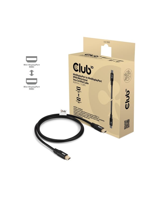 DisplayPort kabel 1 m - Club 3D Mini DisplayPort til Mini DisplayPort (DP 2.1)